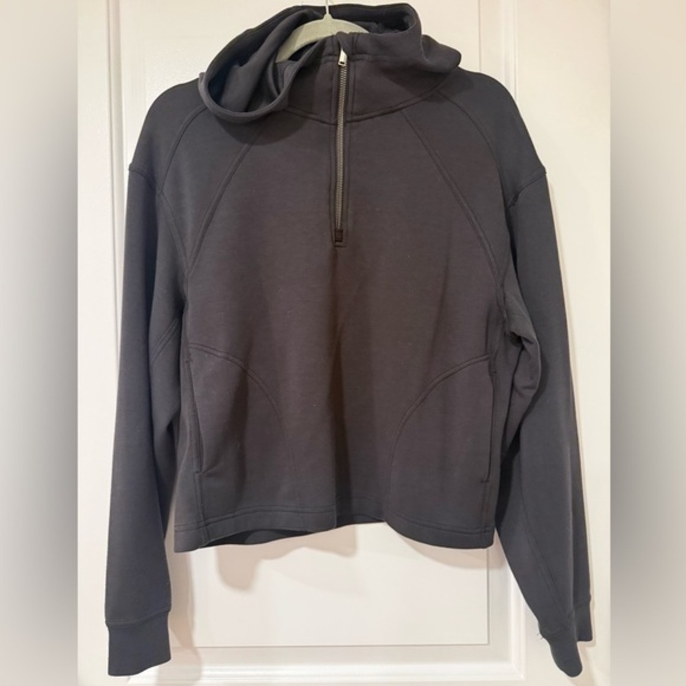 Avia Black Cropped Half Zip Hoodie Sweatshirt Size Small